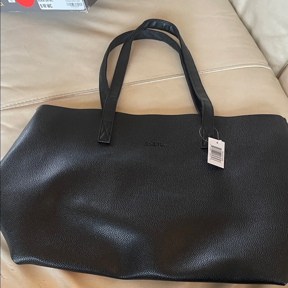 Bella Russo Black Vegan Leather Tote Bag